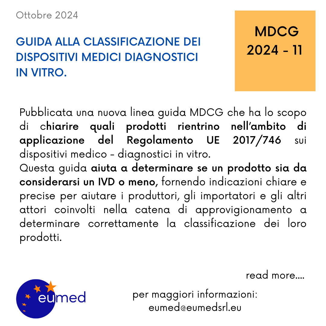 MDCG 2024-11 GUIDA ALLA CLASSIFICAZIONE DEI DISPOSITIVI MEDICI DIAGNOSTICI IN VITRO